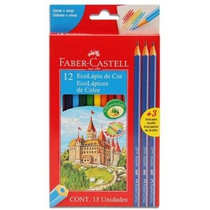 ECOLÁPIS DE COR 12 CORES + 3 ECOLÁPIS GRAFITE FABER-CASTELL