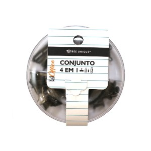 ESTOJO ACRÍLICO DONUTS COM CLIPS 4 EM 1