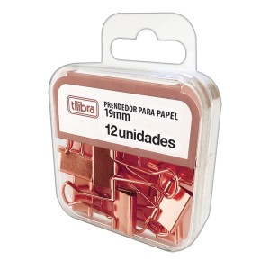 PRENDEDOR DE PAPEL 19MM OURO ROSE 12 UNIDADES TILIBRA