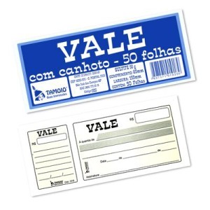 BLOCO DE VALE COM CANHOTO 50 FOLHAS TAMOIO