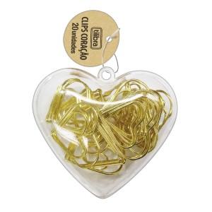 CLIPS CORAÇÃO 65MM DOURADO 20 UNIDADES TILIBRA